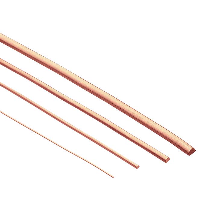 14/20 Rose Gold-Filled Half-Round Wire, 1/2-Hard