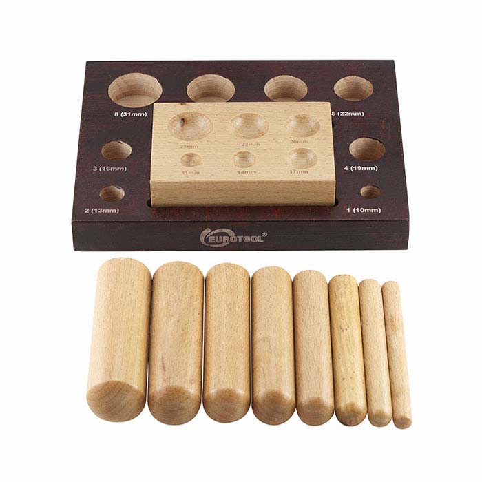 Wood Dapping Block and Punch Set with Stand