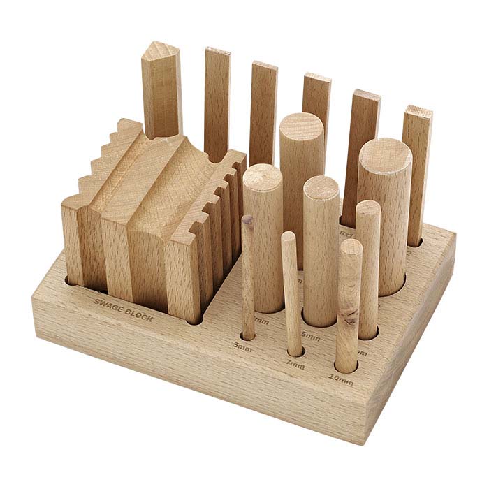 Wood Dapping Block and Punch Set with Stand