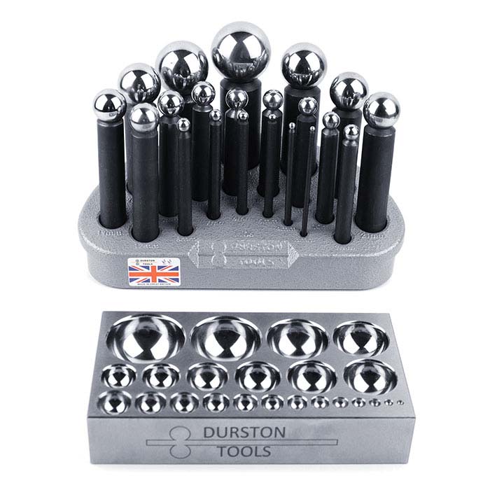 Durston Steel 21-Piece Dapping Punch Set with Block