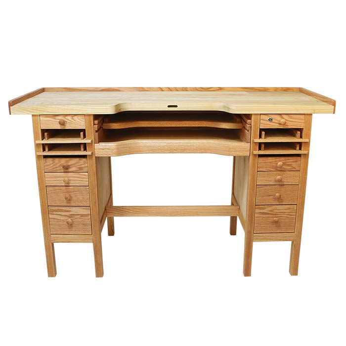 Hardwood Extra Wide 14 Drawer Workbench With Cut Out