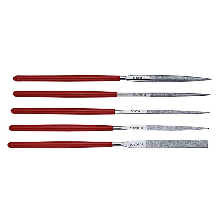Friedrich Dick Diamond Needle File Set, 120/140 Mesh, Set of 5
