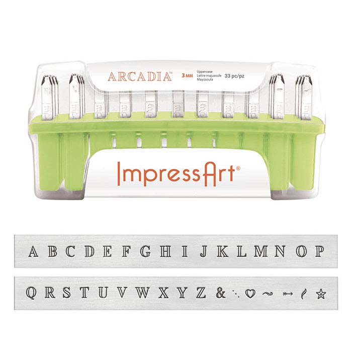ImpressArt® Design Stamp Set, Uppercase Arcadia Alphabet, 3mm Characters