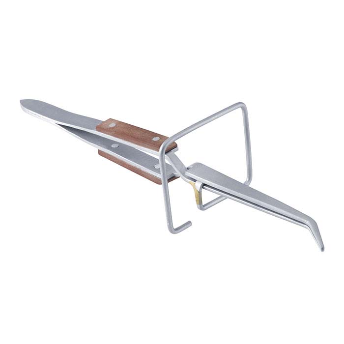 Stainless Steel Stand-Up Curved Cross-Lock Tweezers with Fiber-Grip Handles
