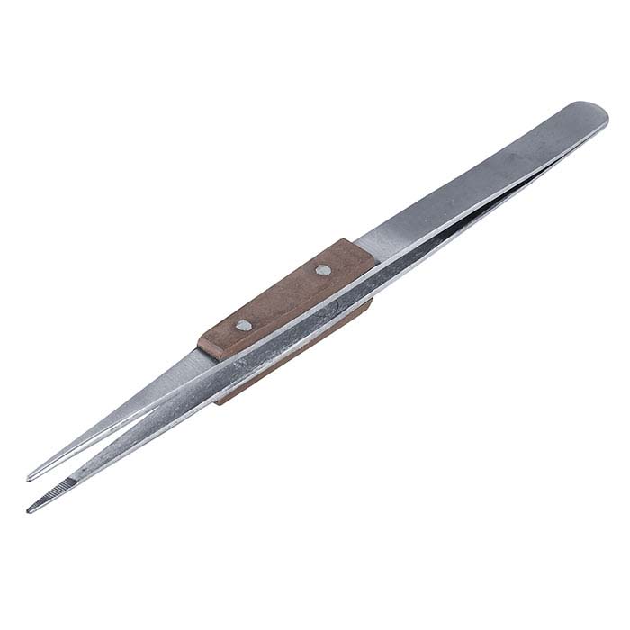 Stainless Steel Straight Tweezers with FiberGrip Handles