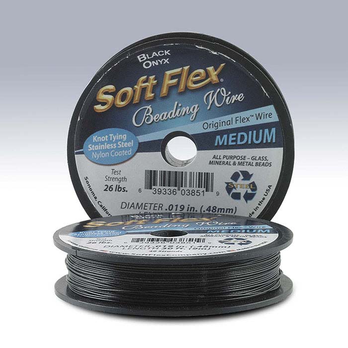 Soft Flex® 49-Strand Black Onyx .019" Beading Wire, 30-ft. Spool