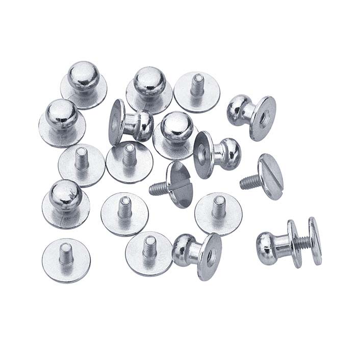 Steel Nickel-Plated 1/4" Screw Button Stud Set for Leather
