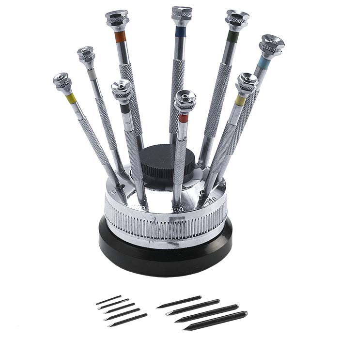 Screwdriver ReplaceableTip ColorCoded Set with Stand
