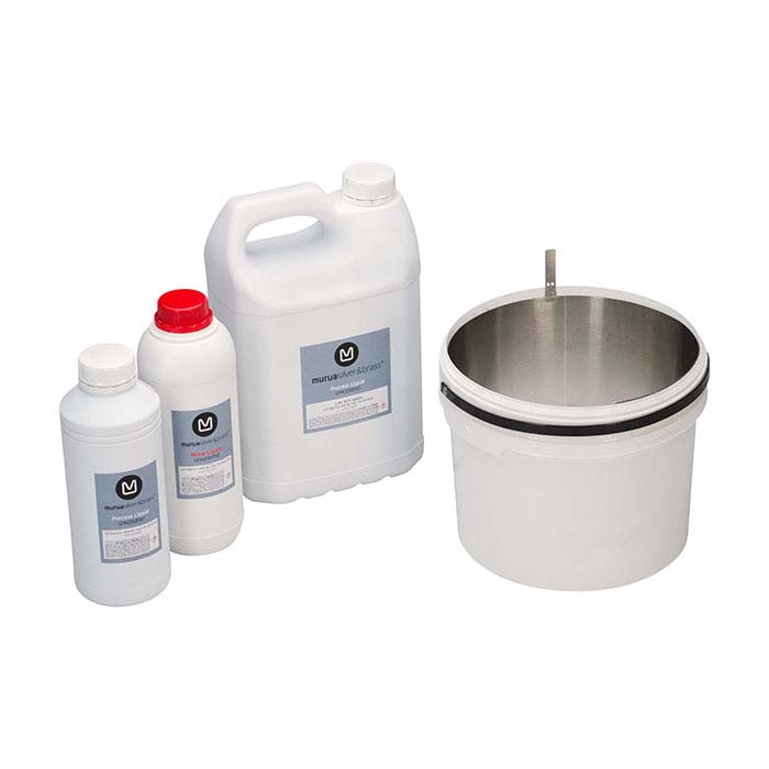 Silver and Brass Processing and Rinse Solutions Kit for Murua Electro-Finishing System