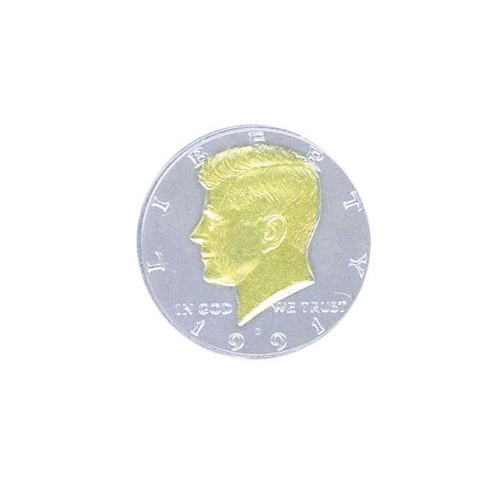 Midas green gold pen-plating solution shown on the head of a United States quarter