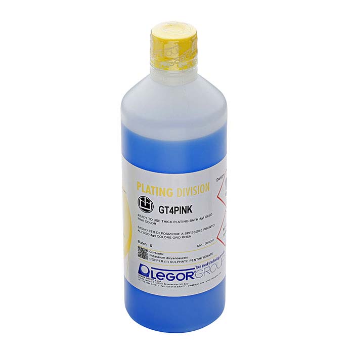 Legor® GT4PINK Heavy-Deposition Rose Gold Plating Solution, Acid Based