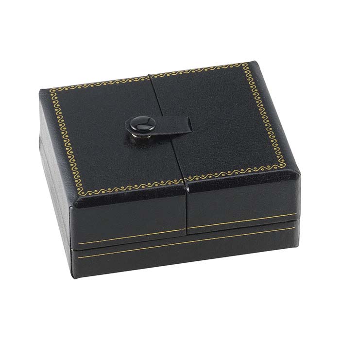 Black Faux Leather Snap-Tab Pendant Gift Box