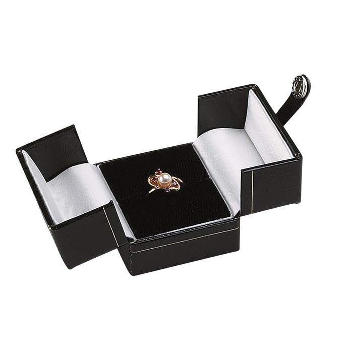 Faux Leather Snap-Tab Ring Gift Boxes