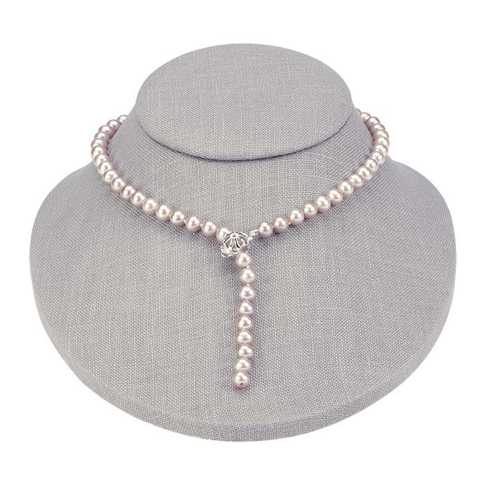 Silver Linen DoubleEasel Necklace Bust Display