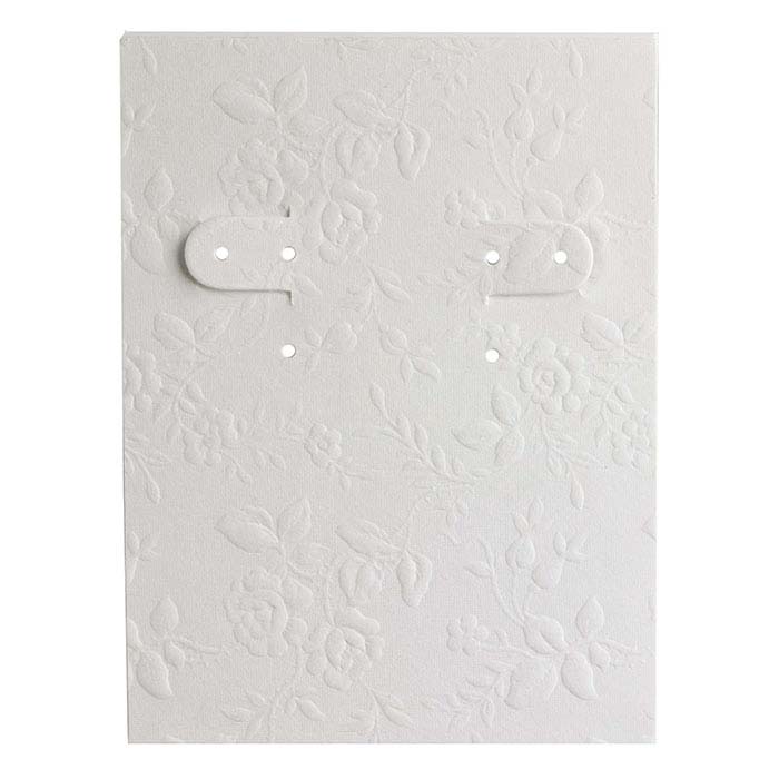 White Floral-Embossed Paper-Covered Earring Card