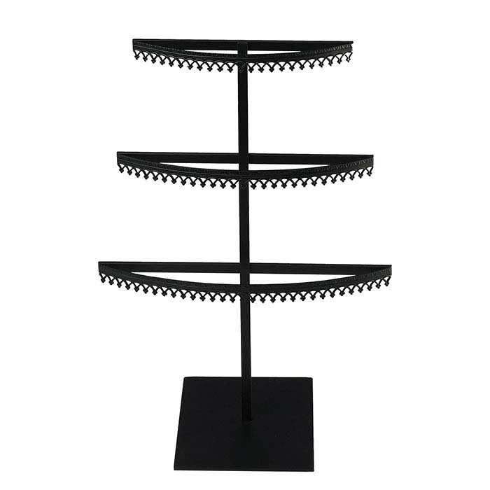 Royal Crown Black Metal Three-Tier Earring Display