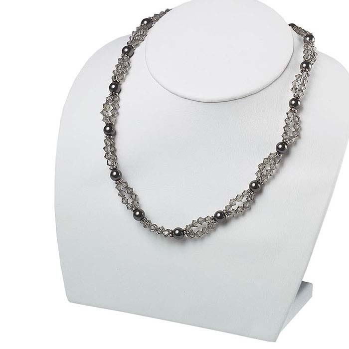 White Faux Leather Necklace Bust Display