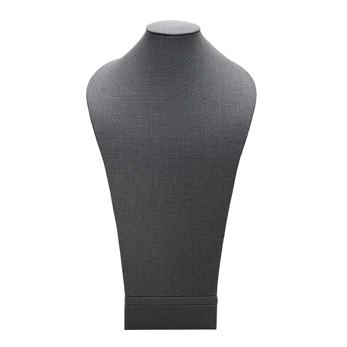 Gray Linen Tall Necklace Bust Display