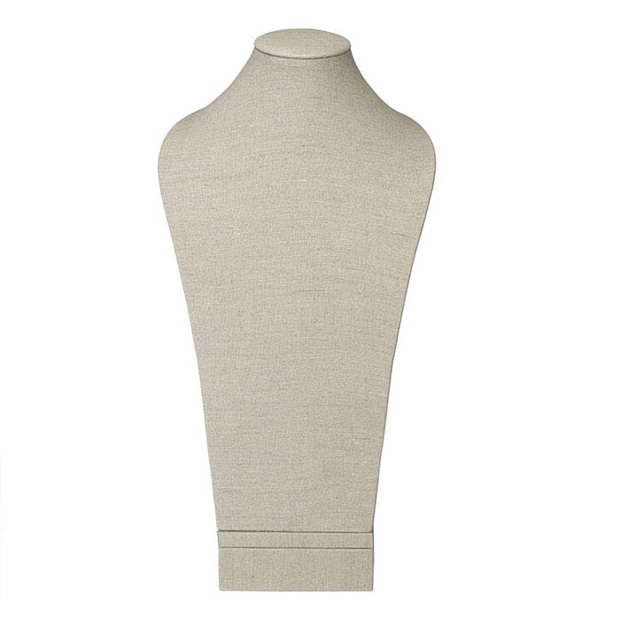 Natural Linen Tall Necklace Bust Display