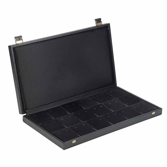 Black Deluxe Earring and Pendant Case, 18 Inserts