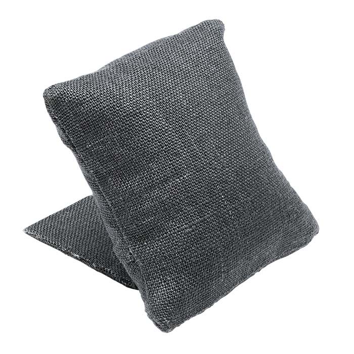 Gray Linen Pillow Display with Stand