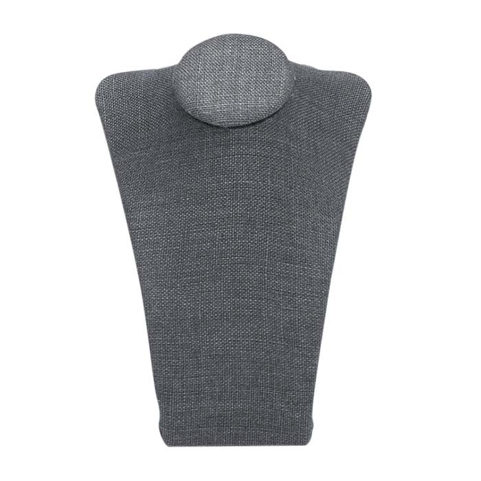 Gray Linen Necklace Bust Display