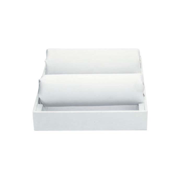 White Faux Leather Double-Bar Bracelet Display