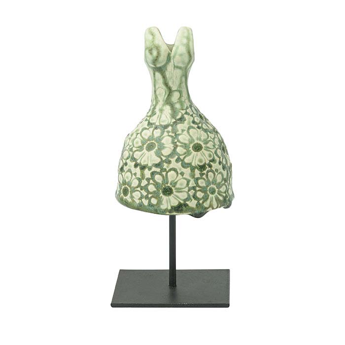 Ceramic Floral Green Dress Display