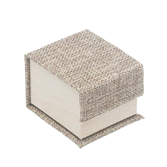 Cabana Burlap and Wood Patterned Ring Gift Box