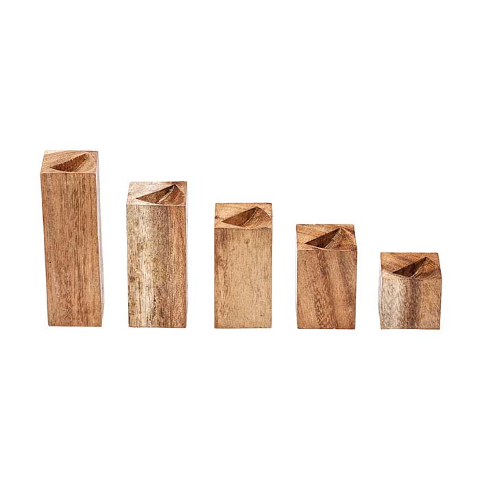 Natural Suar Wood Five-Piece Ring Block Riser Display Set
