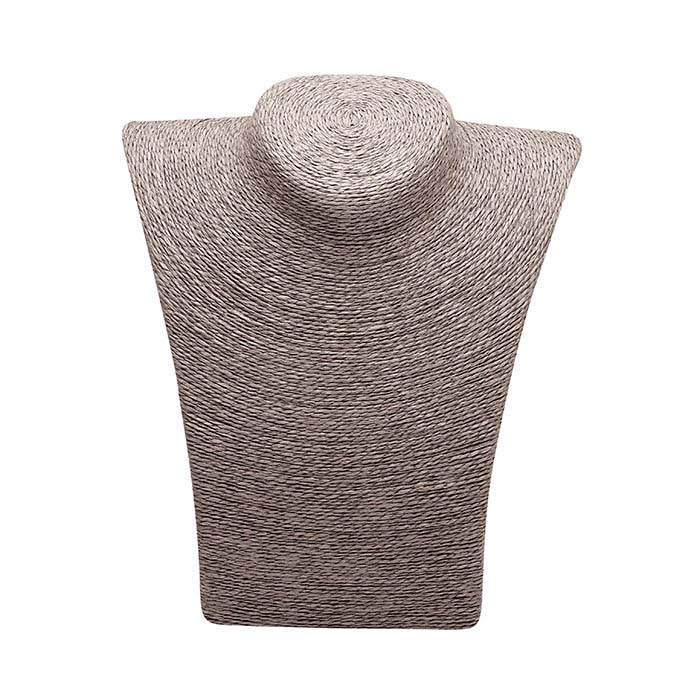 Gray Organic Paper Twine Necklace Bust Display, 8-1/2"