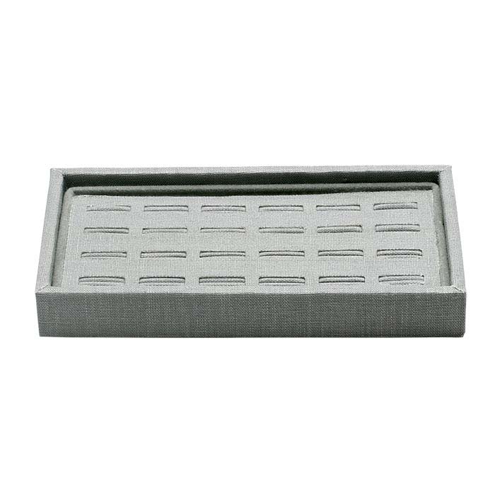 Silver Linen Slotted 24-Ring Tray