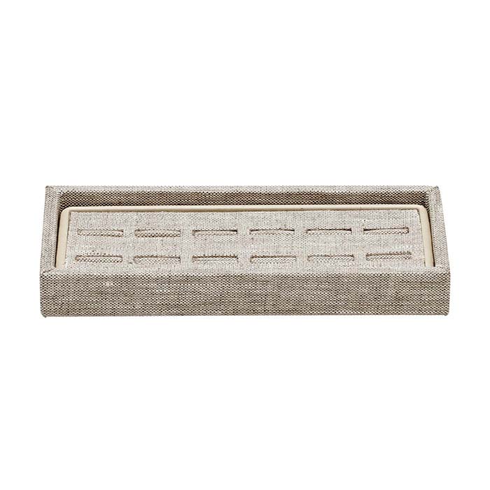 Natural Linen Slotted 12-Ring Tray