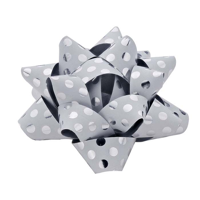 Mini White with Silver Dots Paper 2" Star Bow