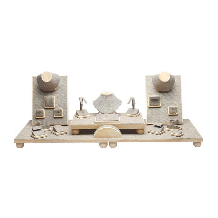 Burlap Magnetic Display Collection with Wood Trim, 23-Piece