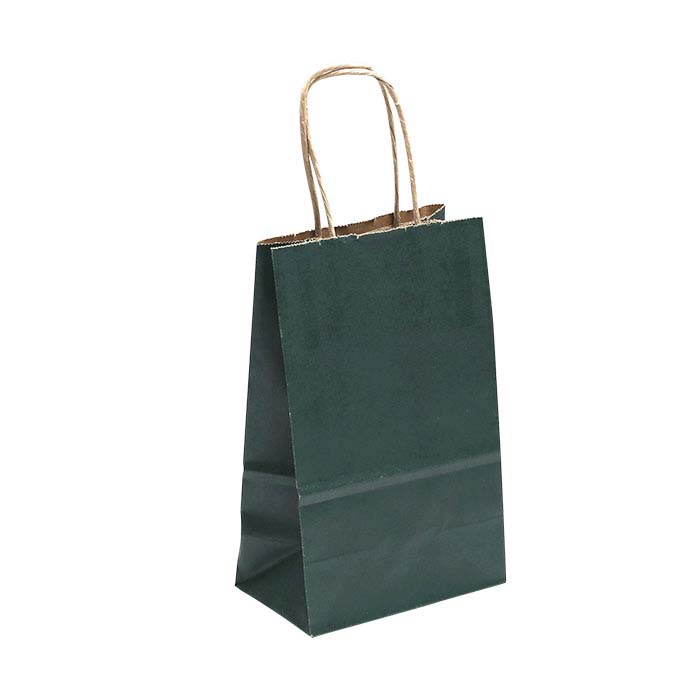 Green Solid-Color Paper 5-1/2"W x 3-1/4"D x 8-1/4"H Shopping Tote