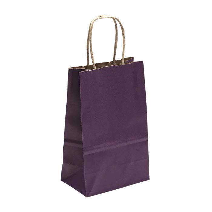Purple Solid-Color Paper 5-1/2"W x 3-1/4"D x 8-1/4"H Shopping Tote