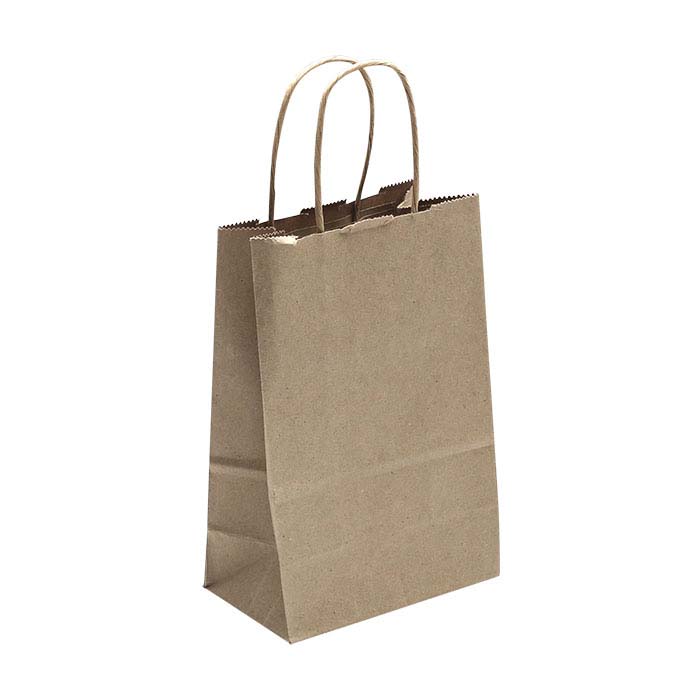 Kraft Solid-Color Paper 5-1/2"W x 3-1/4"D x 8-1/4"H Shopping Tote