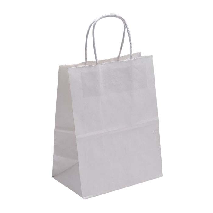 White Solid-Color Paper 8"W x 4-3/4"D x 10-1/4"H Shopping Tote