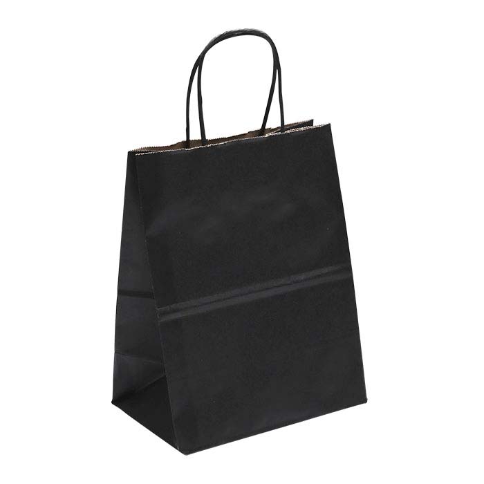 Black Solid-Color Paper 8"W x 4-3/4"D x 10-1/4"H Shopping Tote