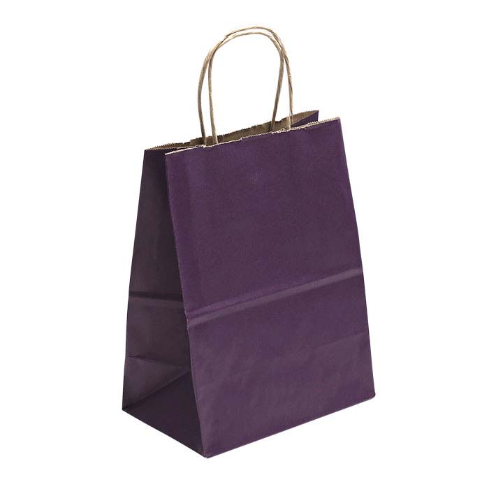 Purple Solid-Color Paper 8"W x 4-3/4"D x 10-1/4"H Shopping Tote