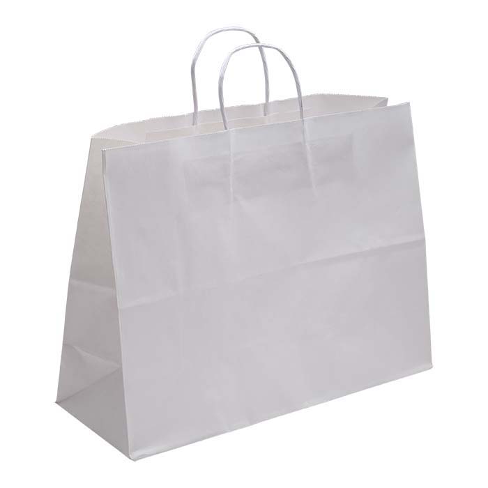 White Solid-Color Paper 16"W x 6"D x 12"H Shopping Tote