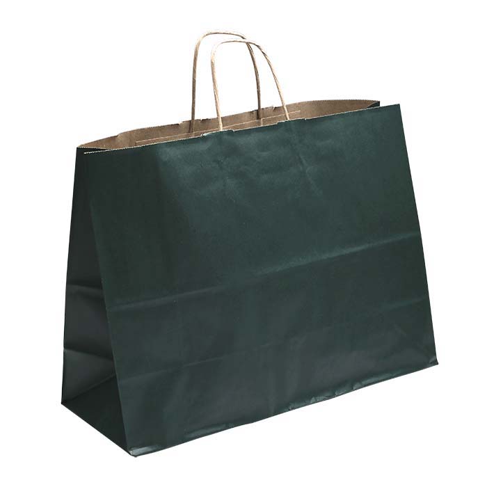 Green Solid-Color Paper 16"W x 6"D x 12"H Shopping Tote