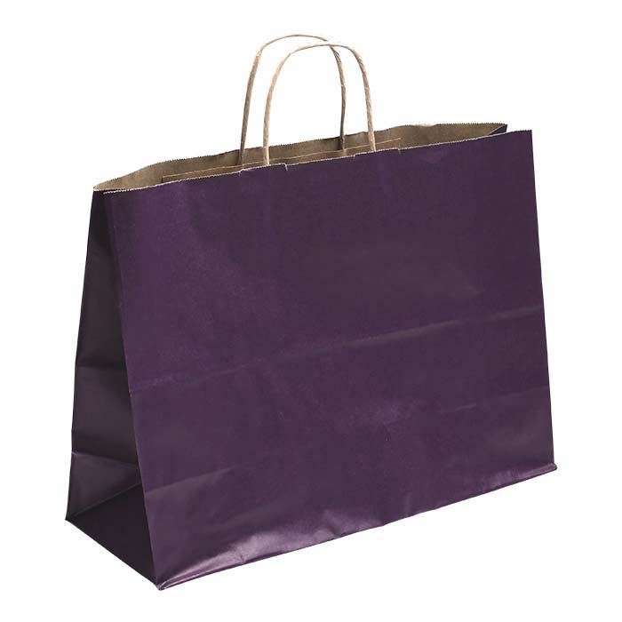Purple Solid-Color Paper 16"W x 6"D x 12"H Shopping Tote