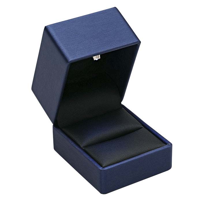 Blue Faux Leather Lighted Ring Box