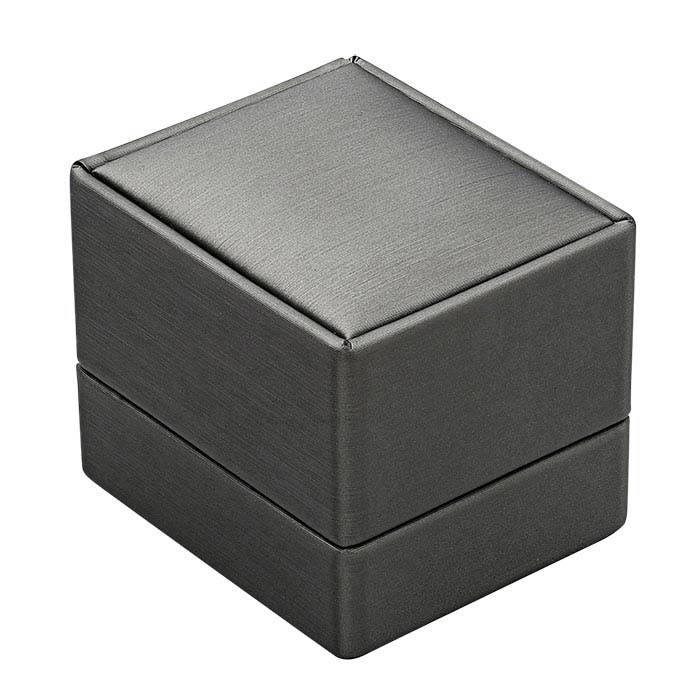 Gray Faux Leather Lighted Ring Box