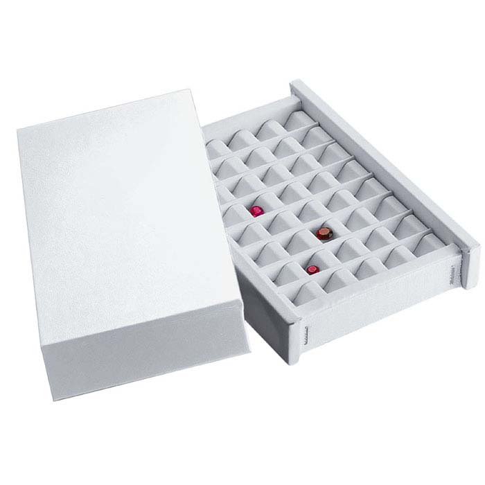 White Faux Leather Gem Display Case with Cover
