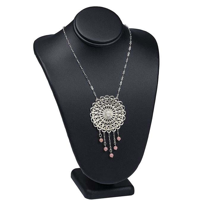 Black Faux Leather Necklace Bust Display