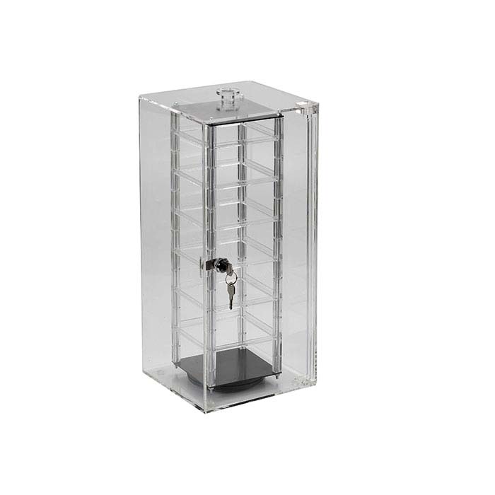 Clear Acrylic Lockable Rotating Hanging Card Display