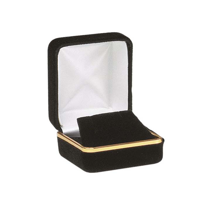 Black Velveteen Gold-Rimmed Earring Gift Box